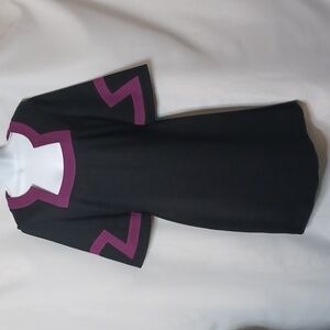 TRINA TURK Women's Black Square Neck Dress With Purple Trim. Size 2